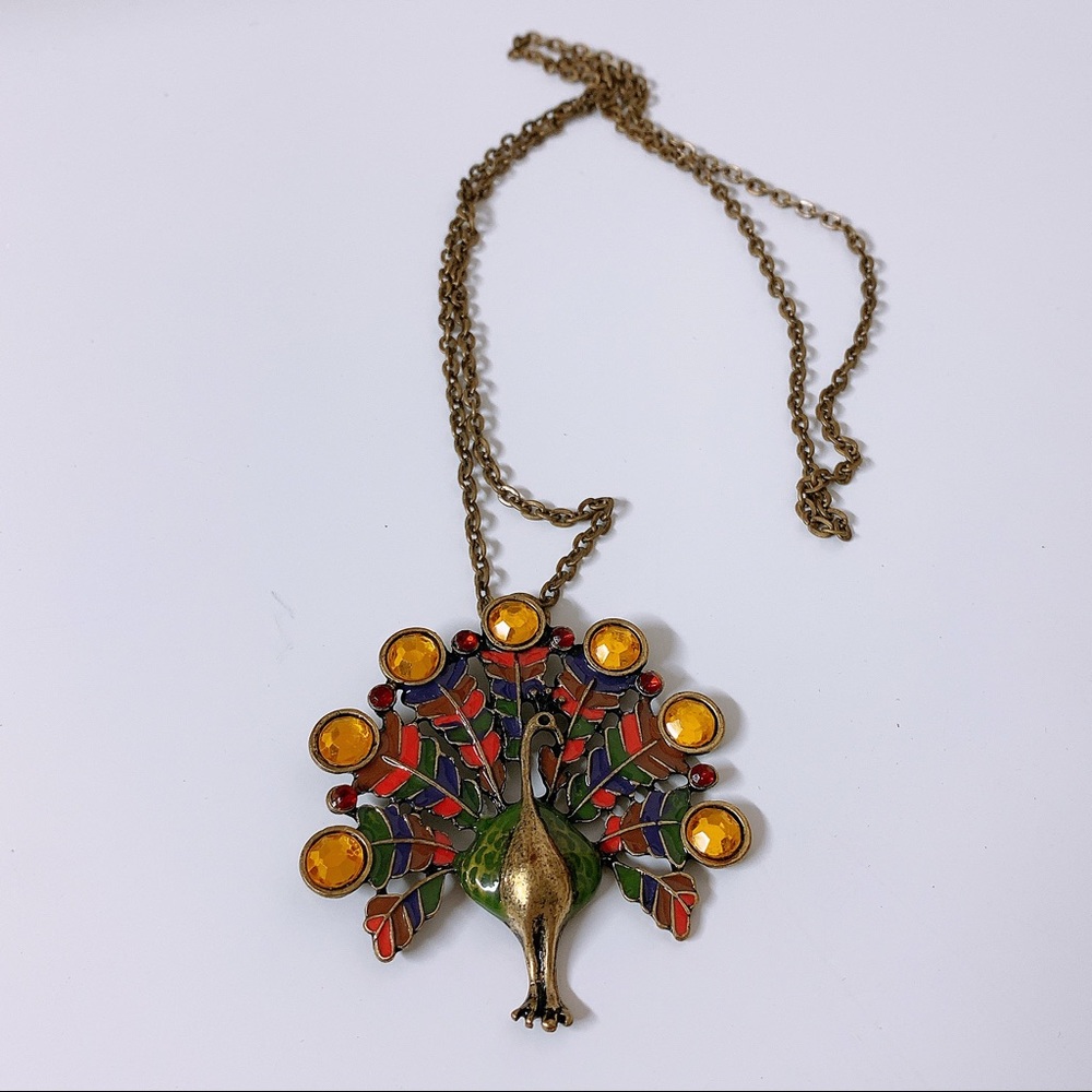Peacock colorful charm necklace/ jewelry
